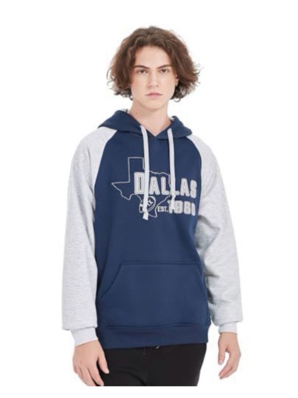 Dallas Graphic Navy and Light Gray Hooded Pullover